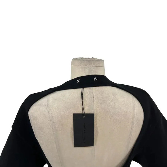 Vintage Souls Juicy Backless Rib Crop Top Black Las Vegas Rhinestone Size Medium - Picture 7 of 12